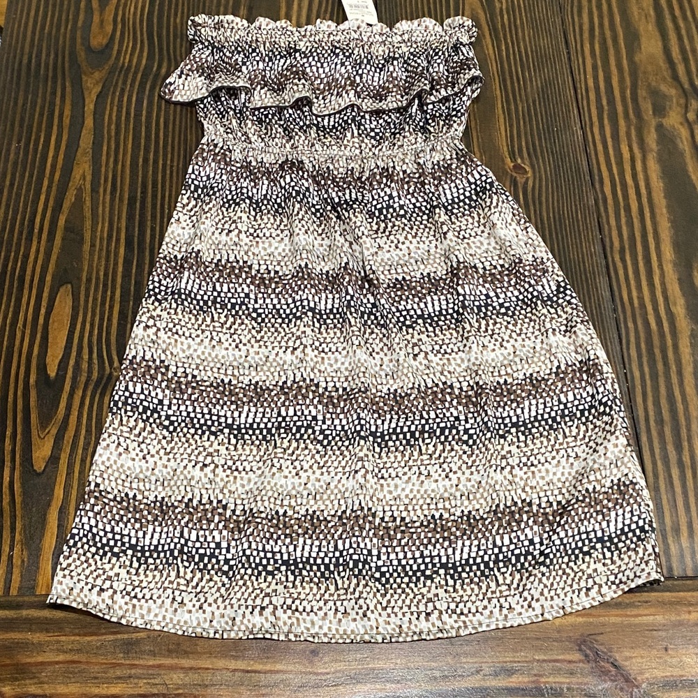 Velvet Torch Strapless Dress in black brown and white - size S - NWT